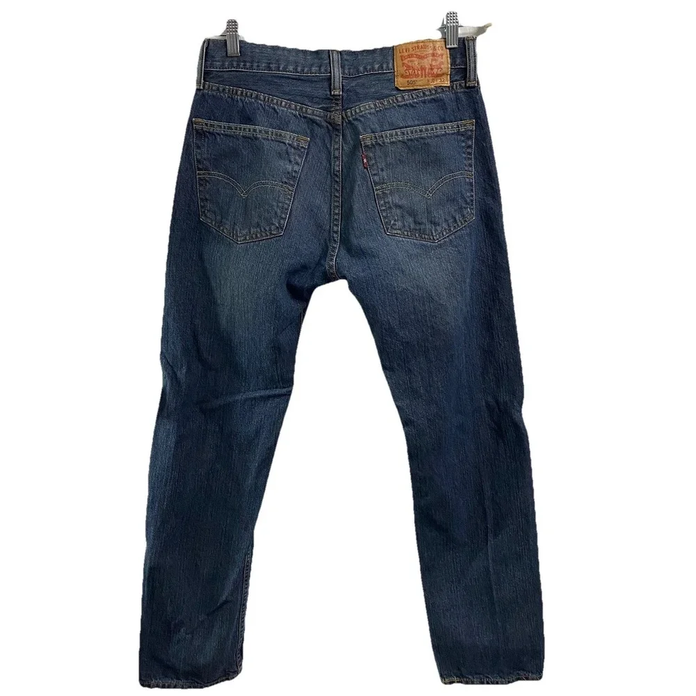 Levi's 505 Regular Fit Men's Straight Leg Blue Denim Stretch Jeans Zip Fly 31x32
